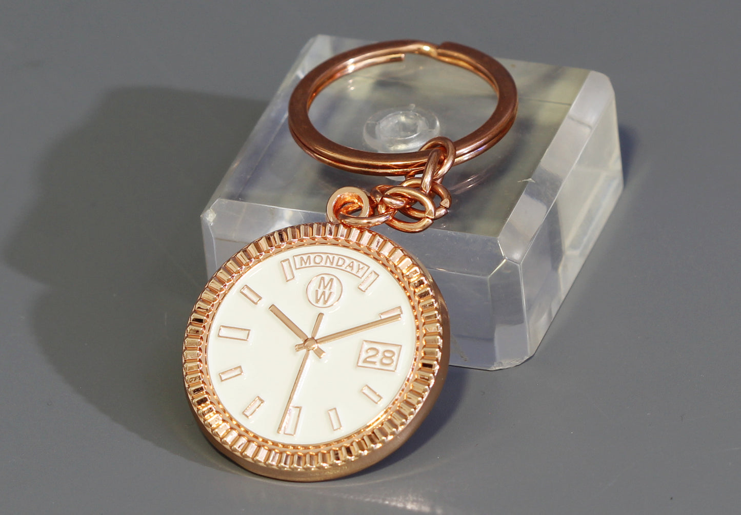 New Collection! Watchmedals PRESIDENTIAL Series Keychain - Rose Gold & White