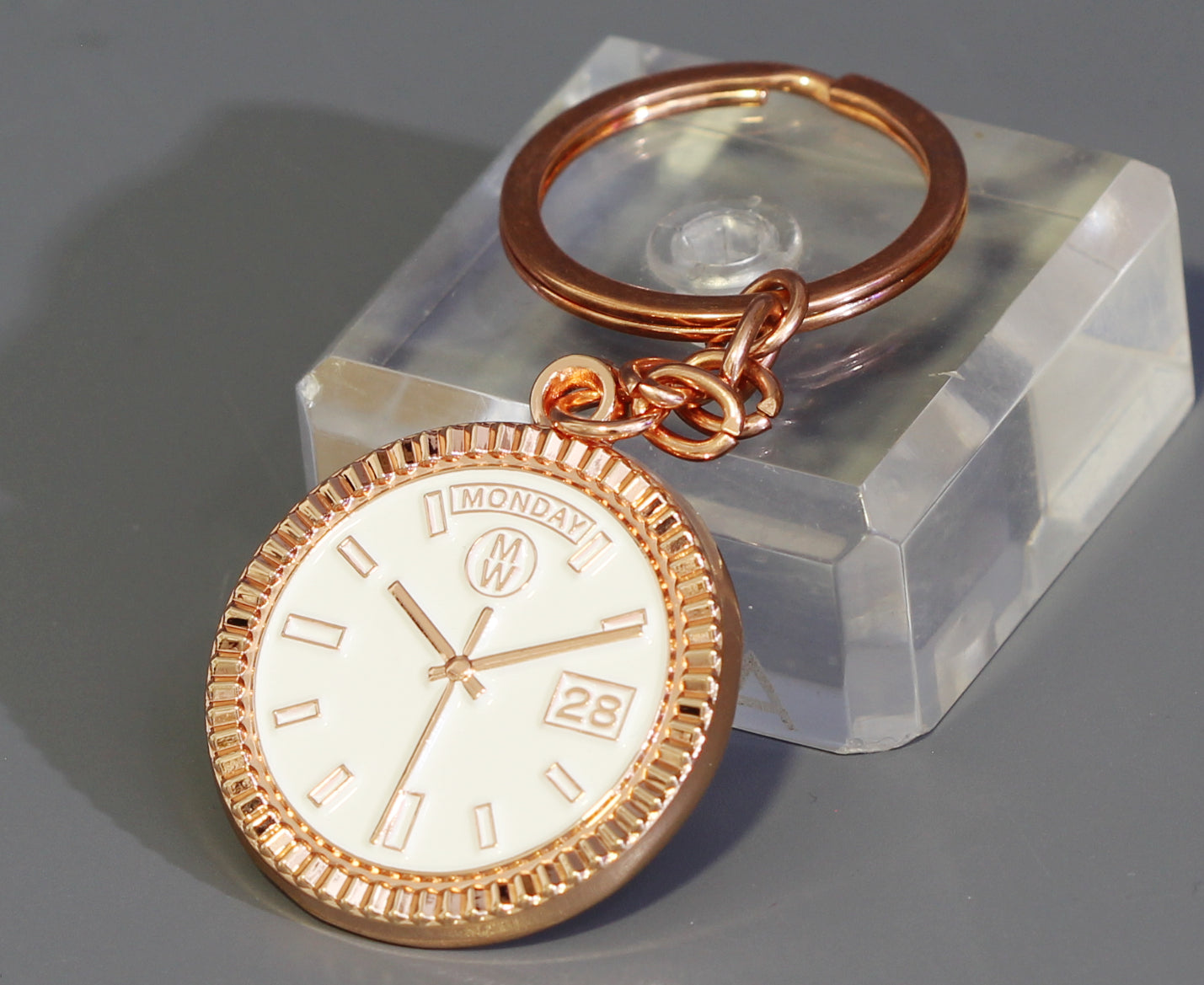 New Collection! Watchmedals PRESIDENTIAL Series Keychain - Rose Gold & White