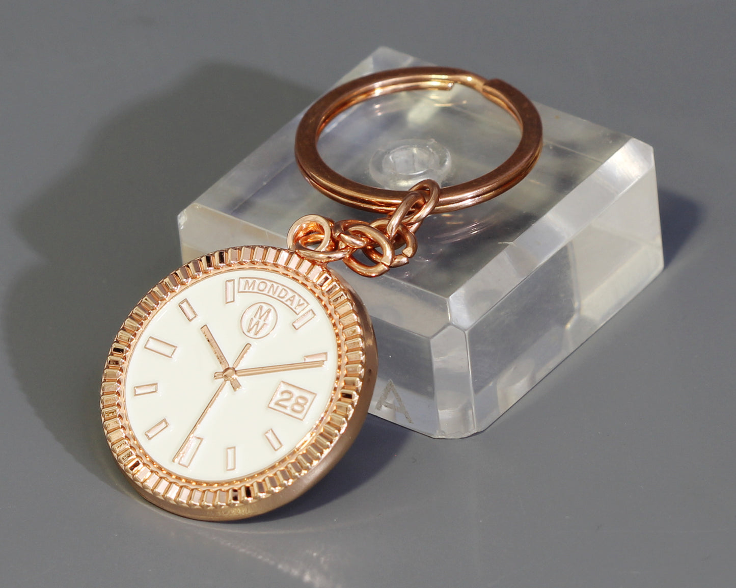 New Collection! Watchmedals PRESIDENTIAL Series Keychain - Rose Gold & White