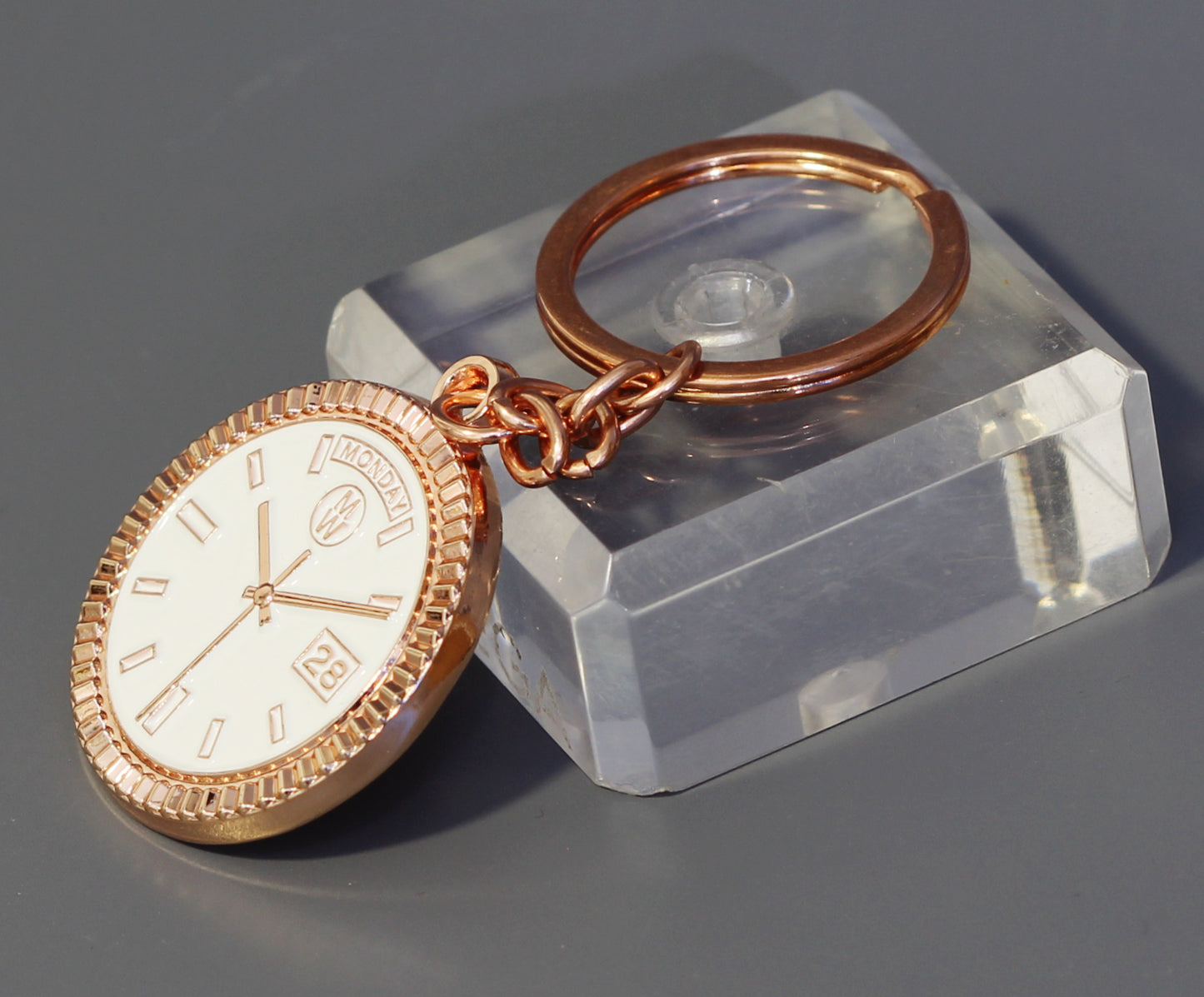 New Collection! Watchmedals PRESIDENTIAL Series Keychain - Rose Gold & White