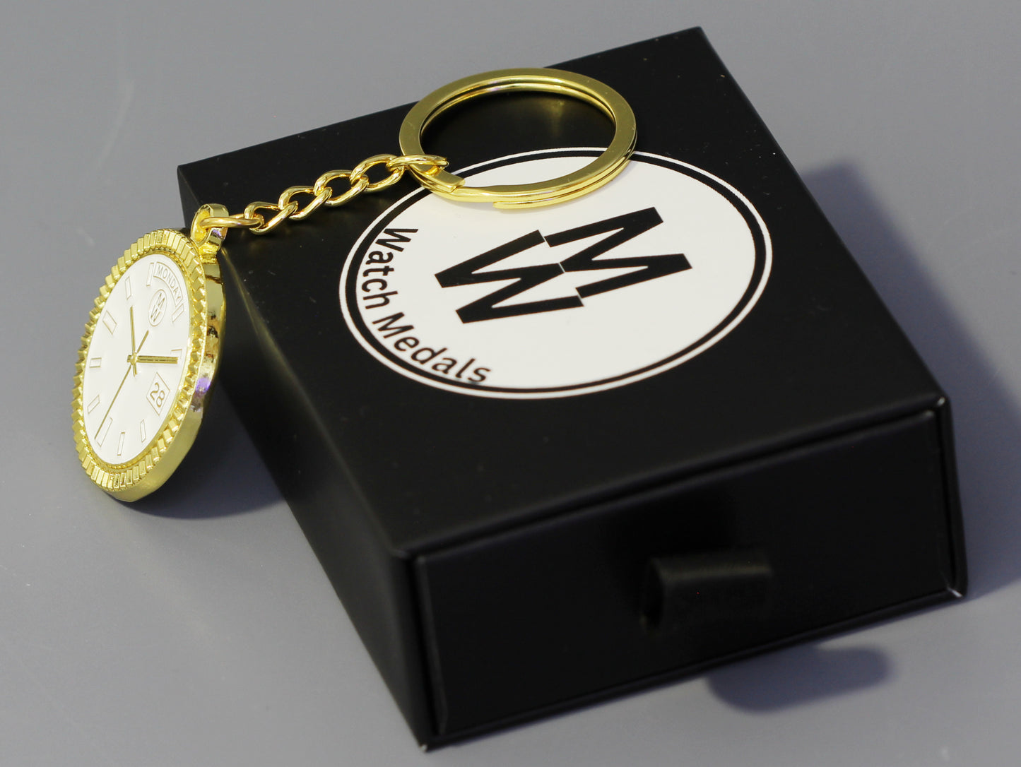 New Collection! Watchmedals PRESIDENTIAL Series Keychain - Yellow Gold & White