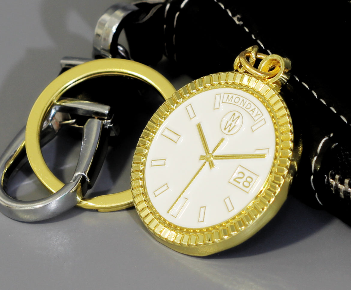 New Collection! Watchmedals PRESIDENTIAL Series Keychain - Yellow Gold & White