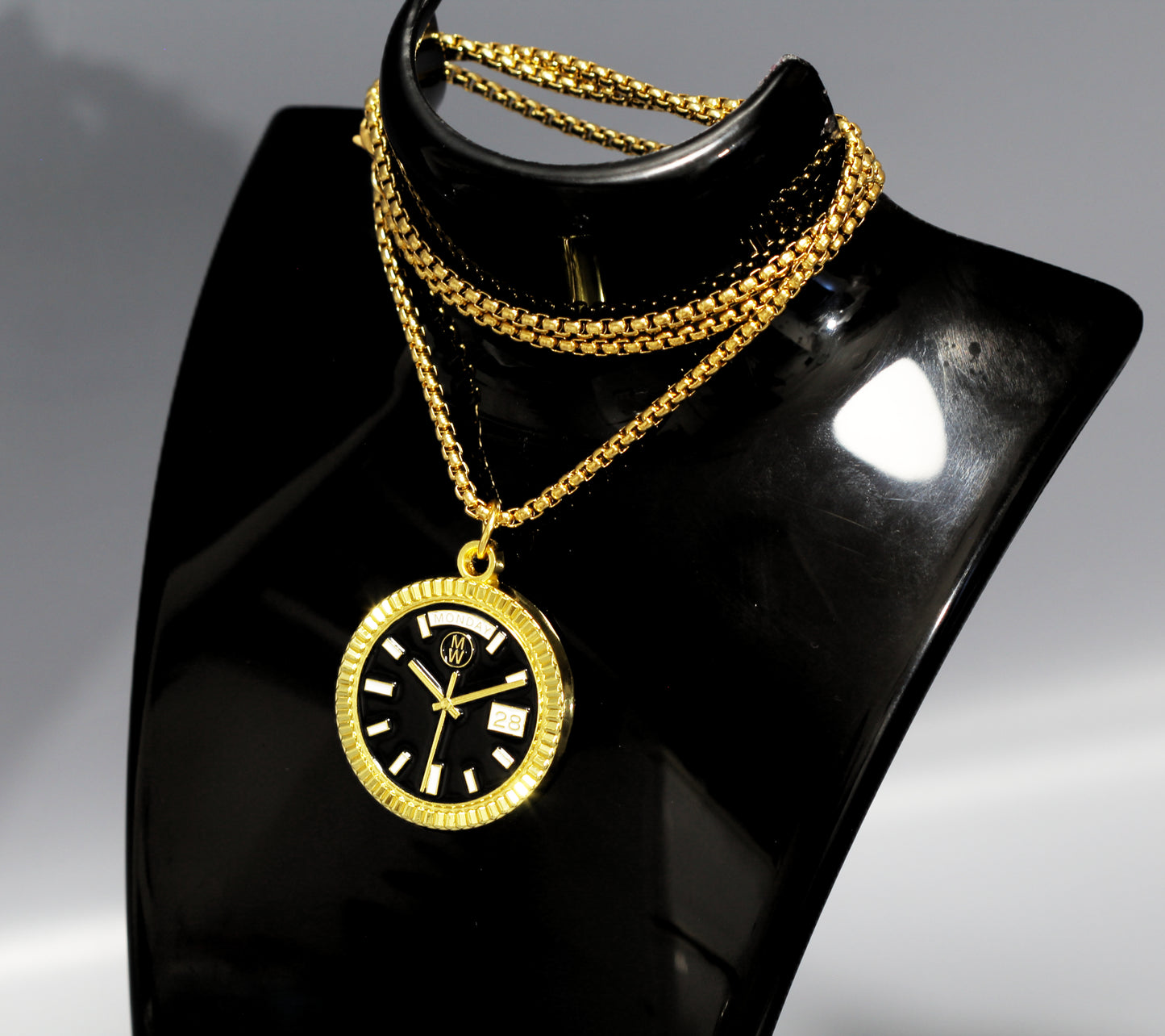 New Collection! Watchmedals PRESIDENTIAL Series Medal Necklace - Yellow Gold & Black