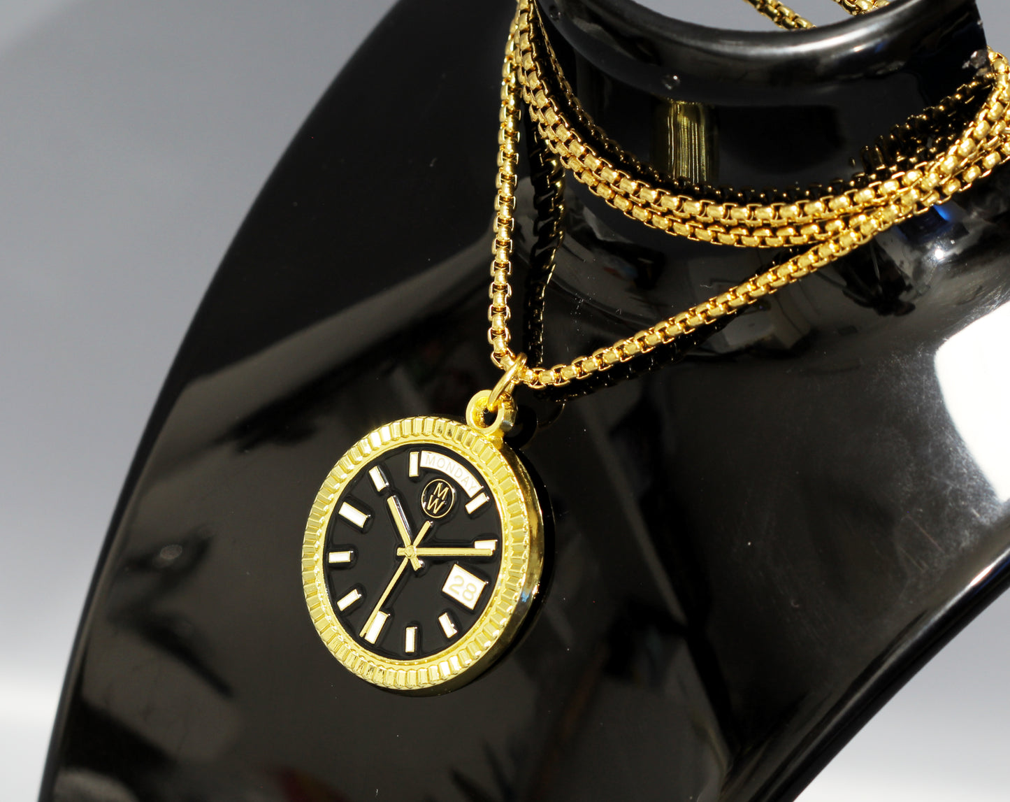 New Collection! Watchmedals PRESIDENTIAL Series Medal Necklace - Yellow Gold & Black