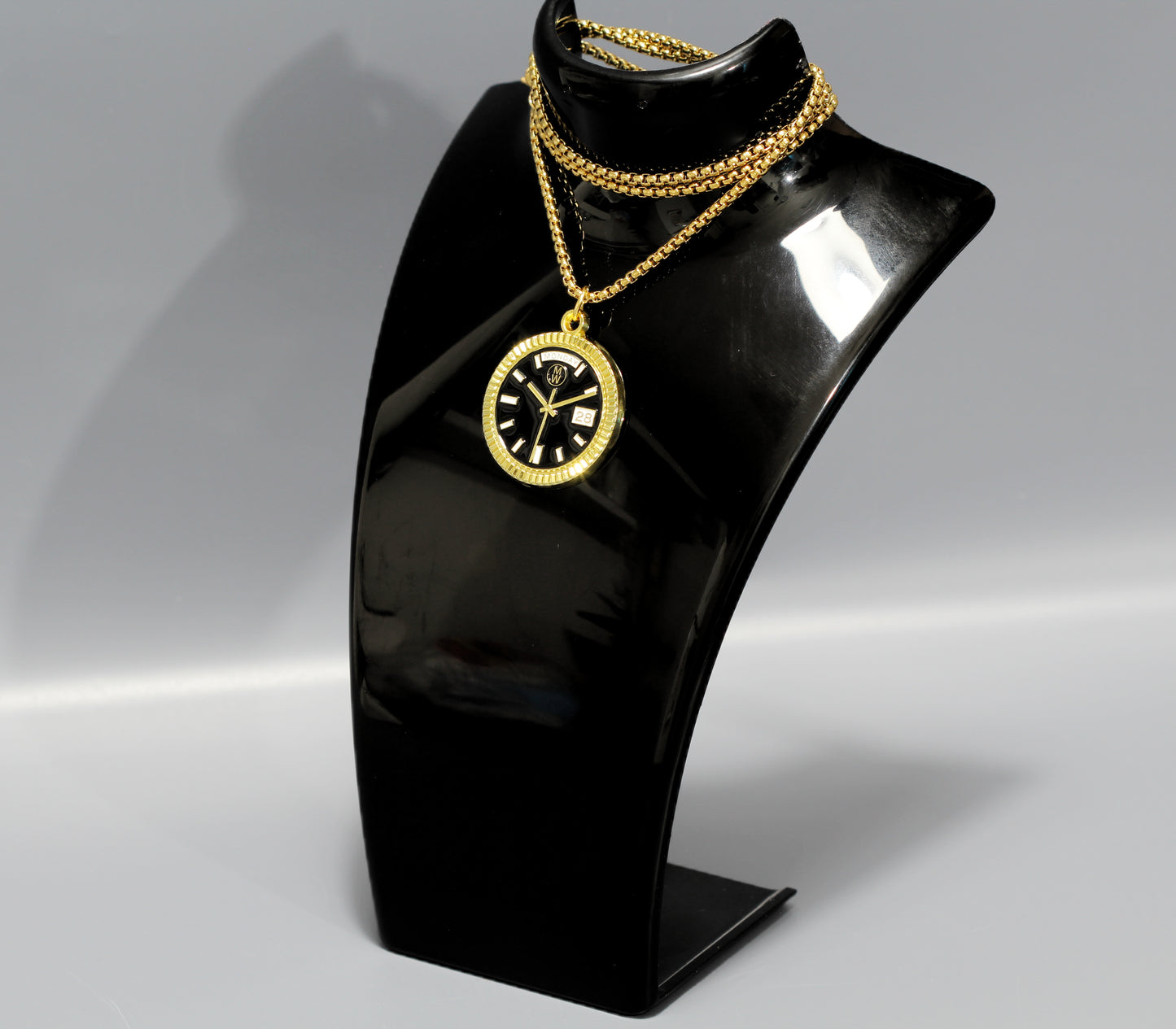 New Collection! Watchmedals PRESIDENTIAL Series Medal Necklace - Yellow Gold & Black