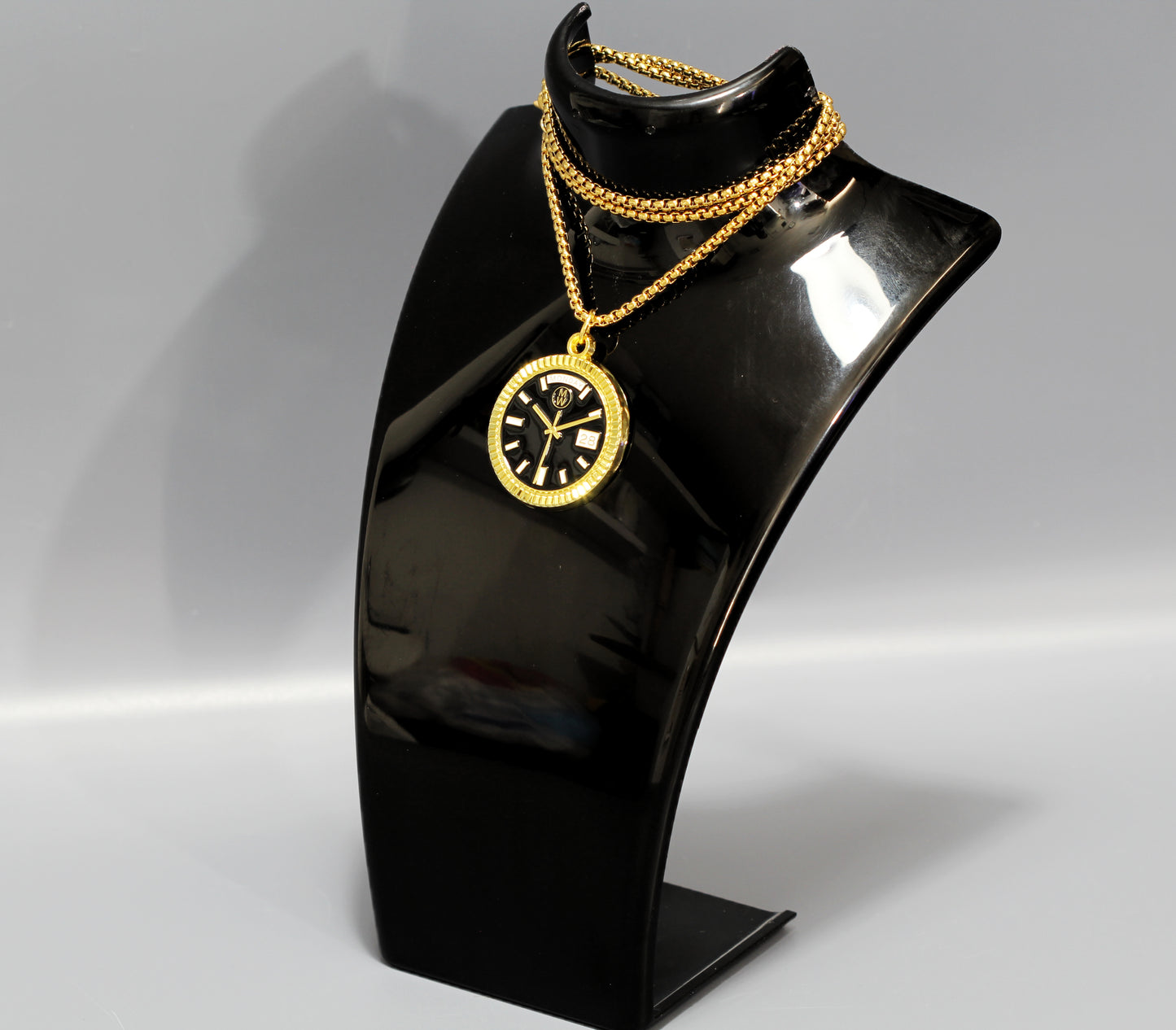 New Collection! Watchmedals PRESIDENTIAL Series Medal Necklace - Yellow Gold & Black