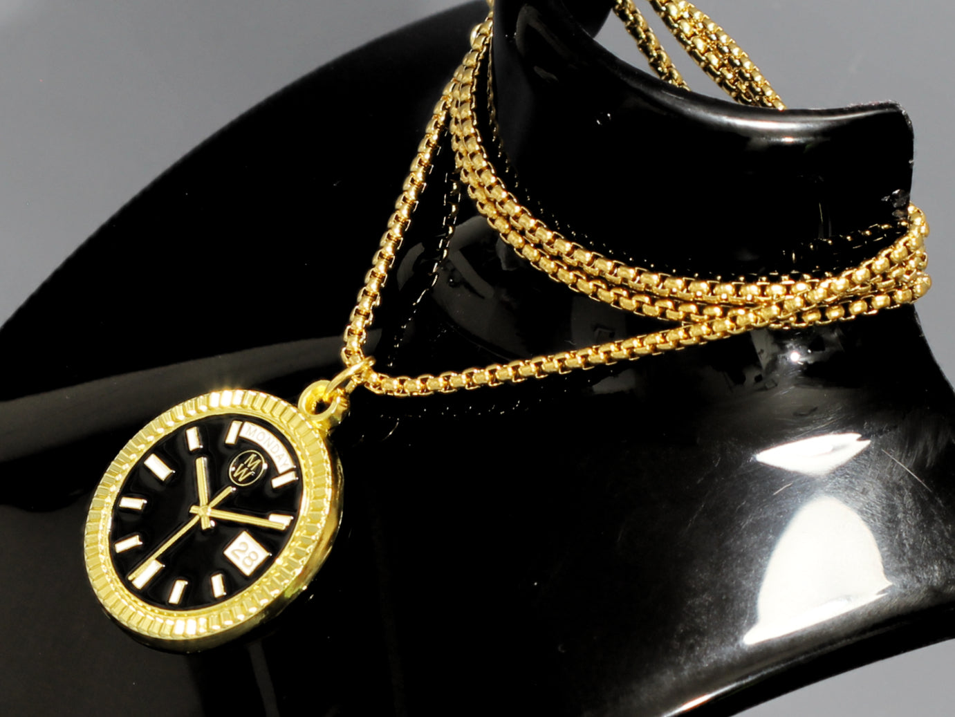 New Collection! Watchmedals PRESIDENTIAL Series Medal Necklace - Yellow Gold & Black