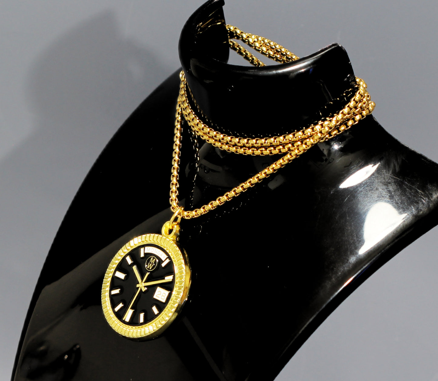 New Collection! Watchmedals PRESIDENTIAL Series Medal Necklace - Yellow Gold & Black