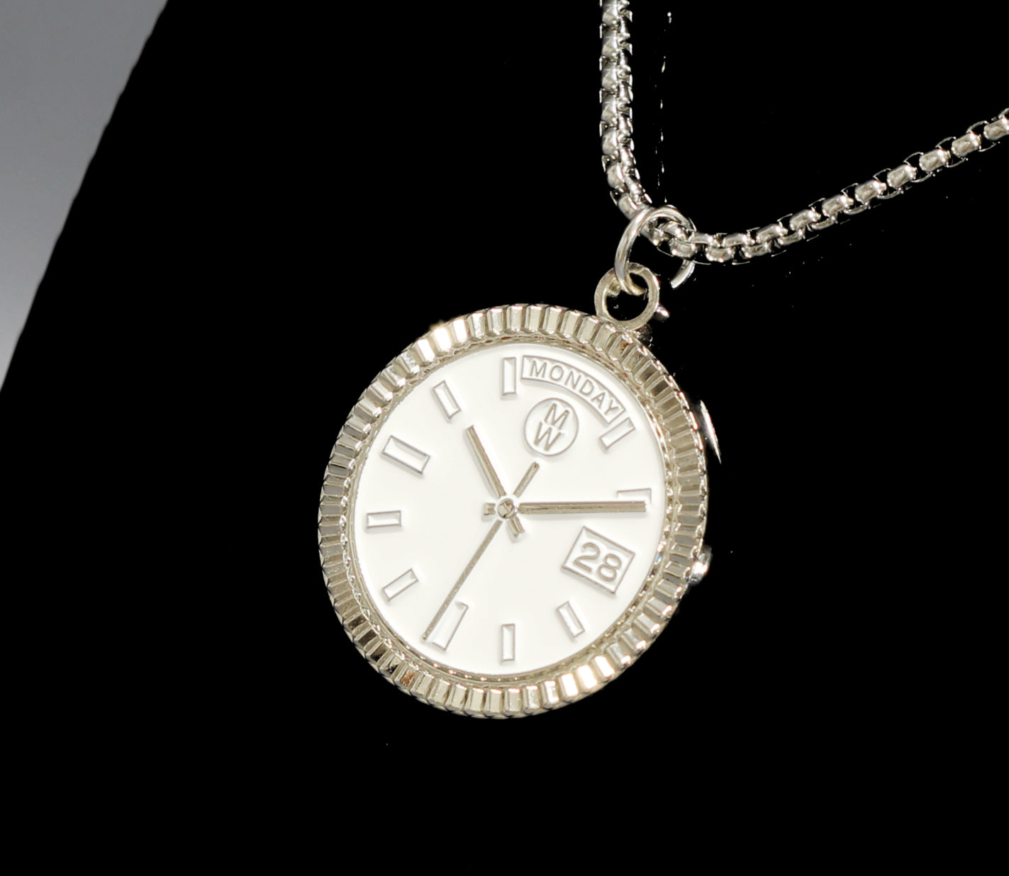 New Collection! Watchmedals PRESIDENTIAL Series Medal Necklace - Silver & White