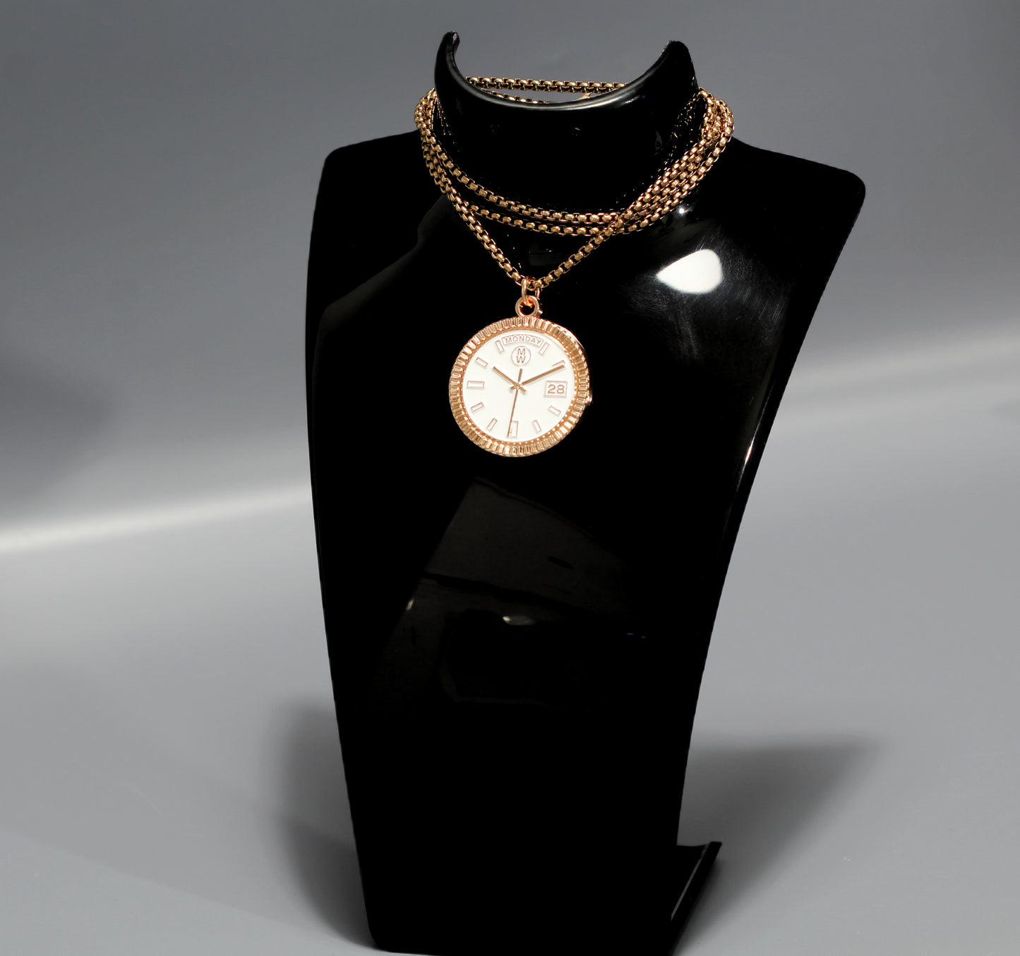 New Collection! Watchmedals PRESIDENTIAL Series Medal Necklace - Rose Gold & White