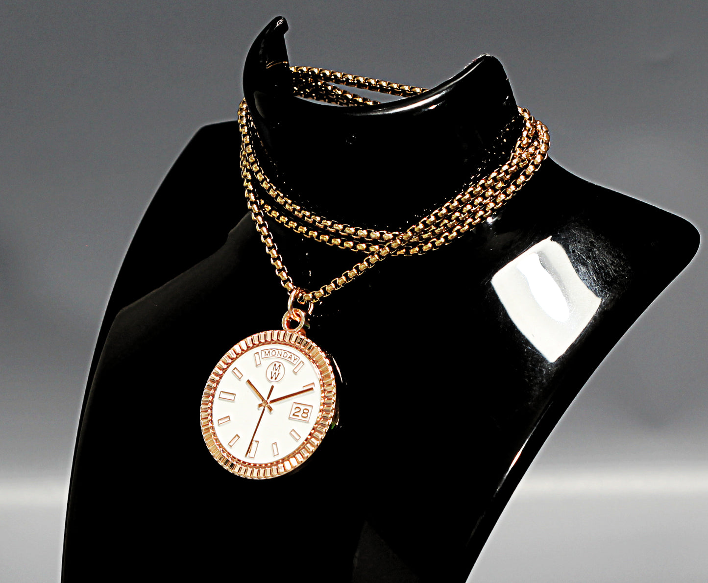 New Collection! Watchmedals PRESIDENTIAL Series Medal Necklace - Rose Gold & White