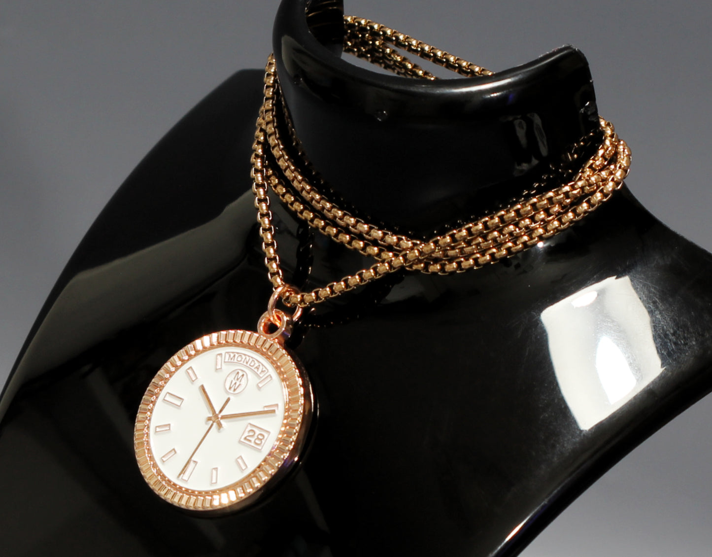 New Collection! Watchmedals PRESIDENTIAL Series Medal Necklace - Rose Gold & White