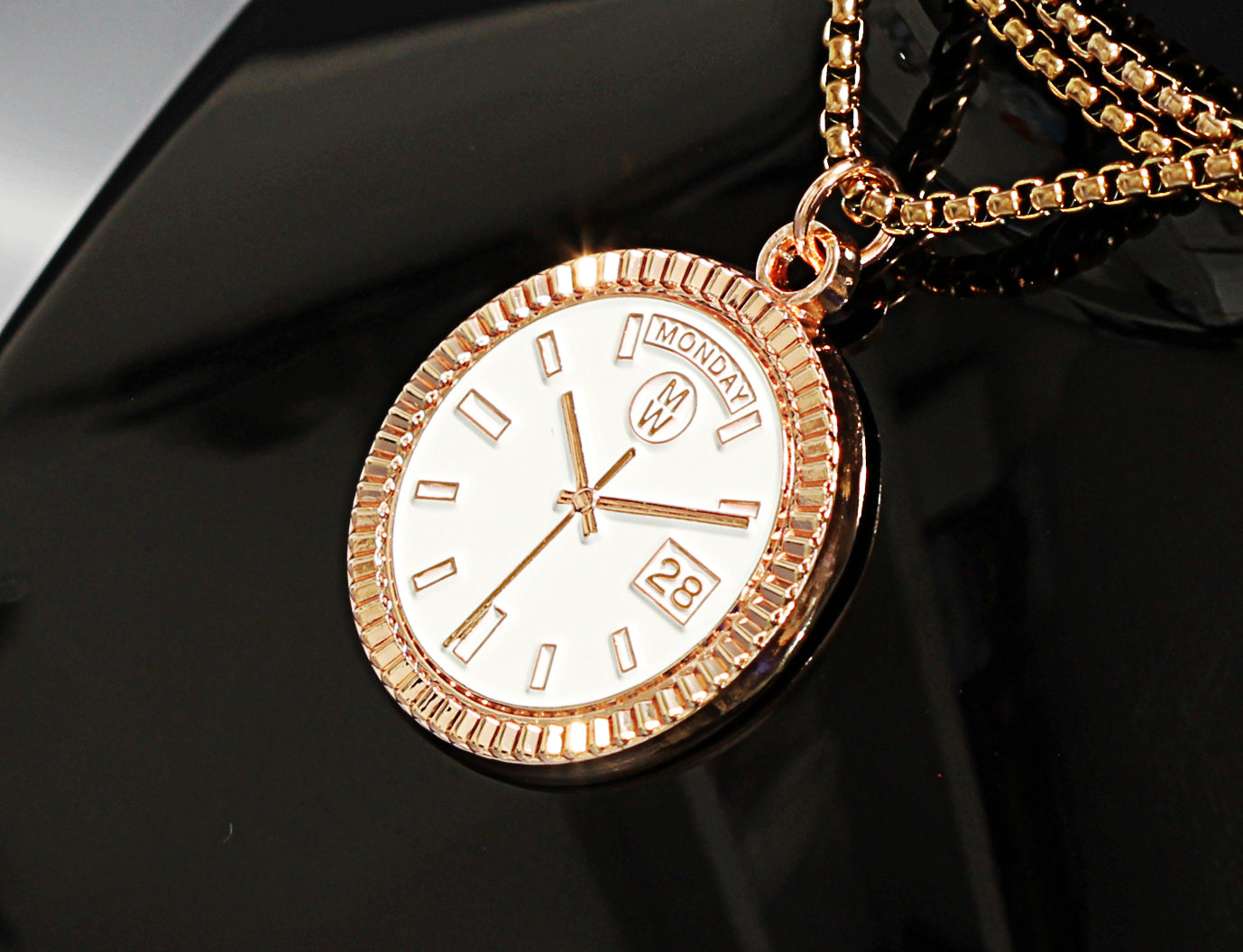 New Collection! Watchmedals PRESIDENTIAL Series Medal Necklace - Rose Gold & White