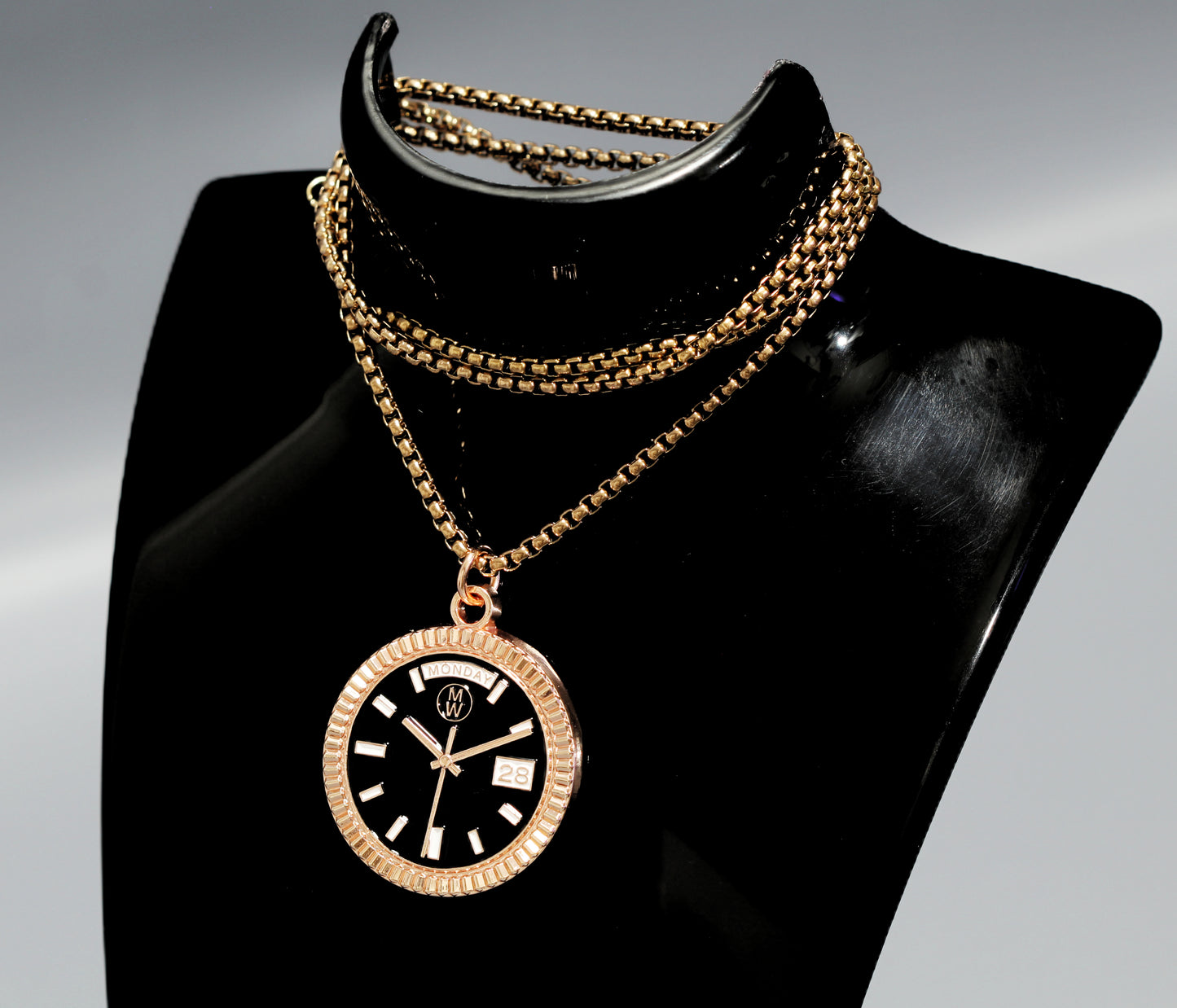 New Collection! Watchmedals PRESIDENTIAL Series Medal Necklace - Rose Gold & Black