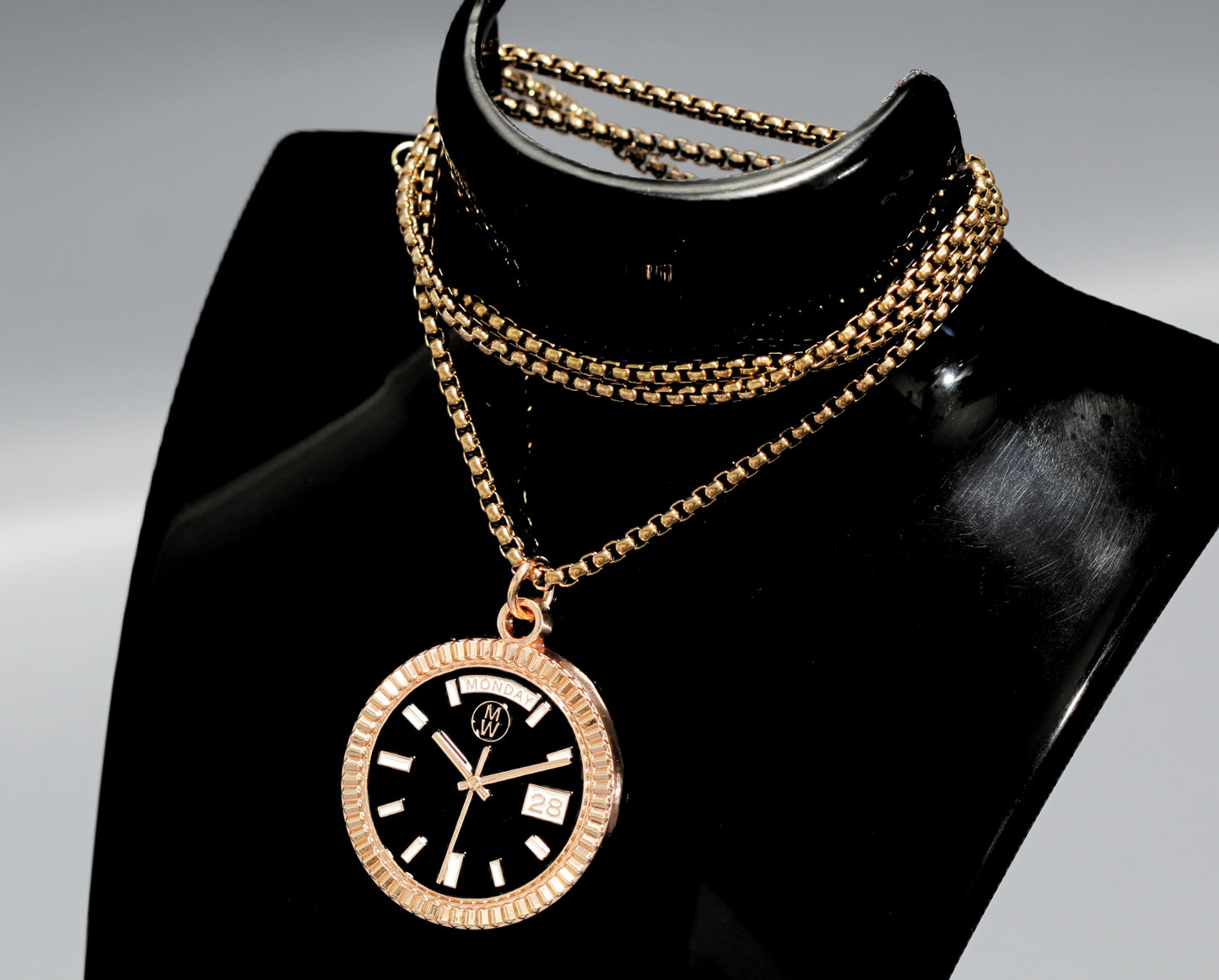 New Collection! Watchmedals PRESIDENTIAL Series Medal Necklace - Rose Gold & Black