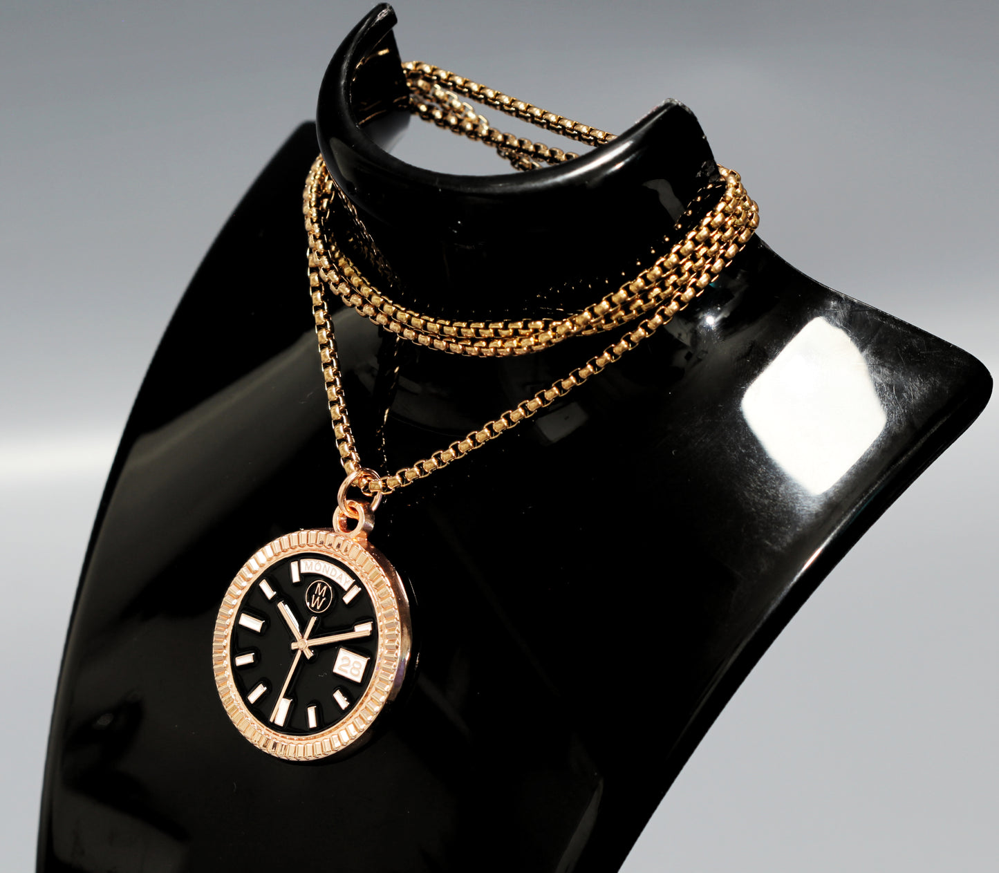 New Collection! Watchmedals PRESIDENTIAL Series Medal Necklace - Rose Gold & Black