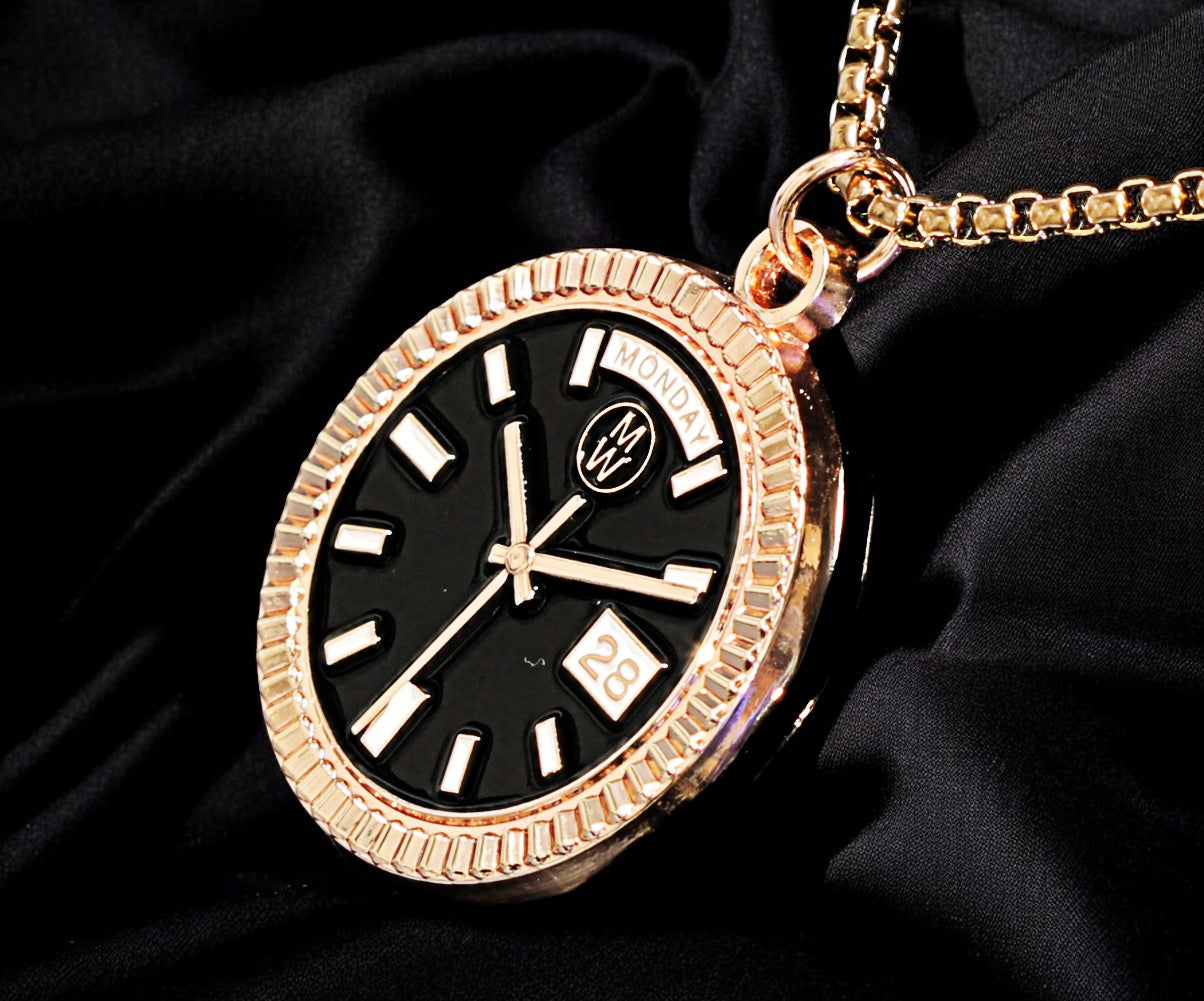 New Collection! Watchmedals PRESIDENTIAL Series Medal Necklace - Rose Gold & Black