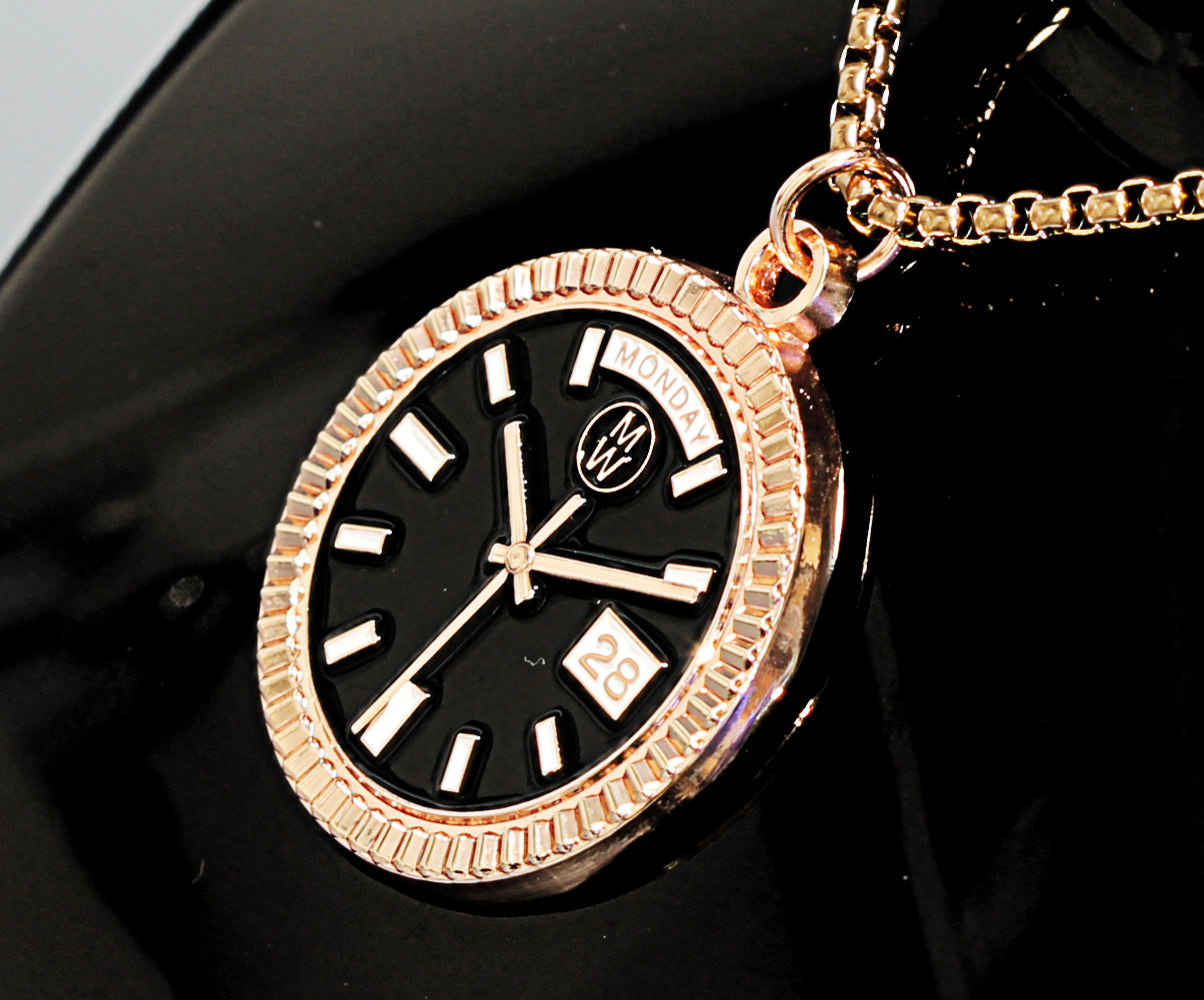 New Collection! Watchmedals PRESIDENTIAL Series Medal Necklace - Rose Gold & Black