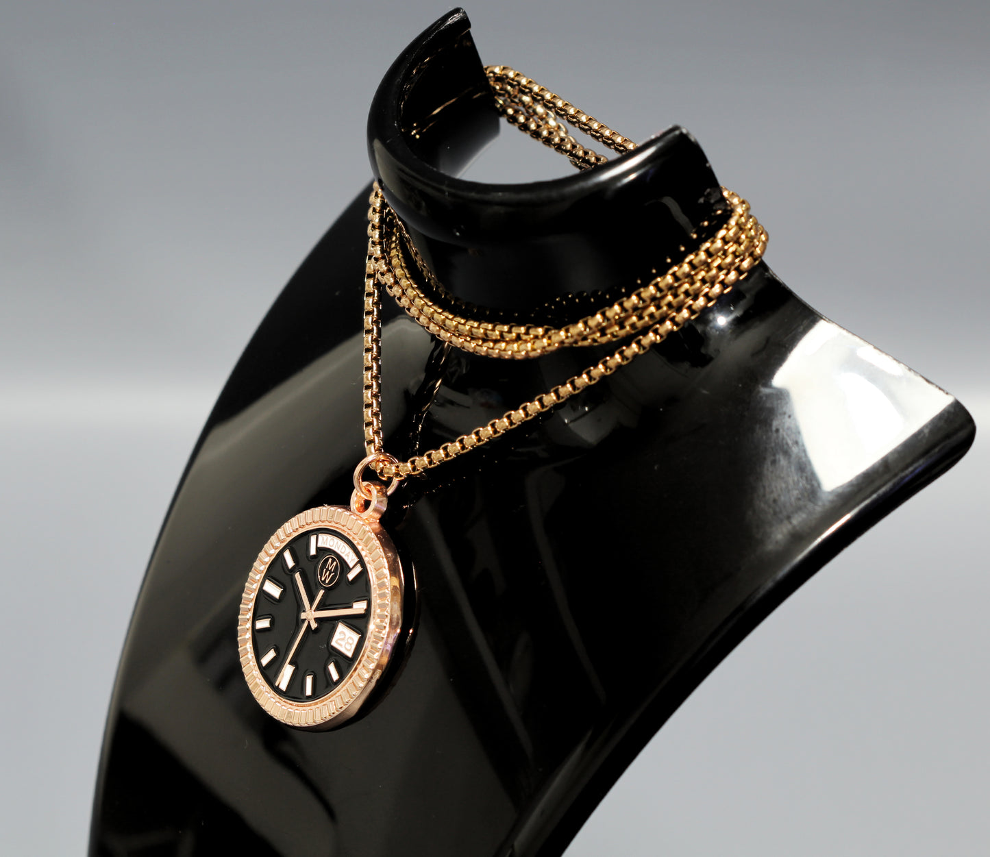 New Collection! Watchmedals PRESIDENTIAL Series Medal Necklace - Rose Gold & Black