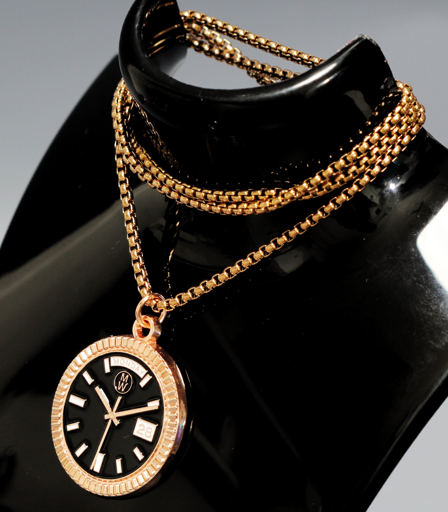 New Collection! Watchmedals PRESIDENTIAL Series Medal Necklace - Rose Gold & Black