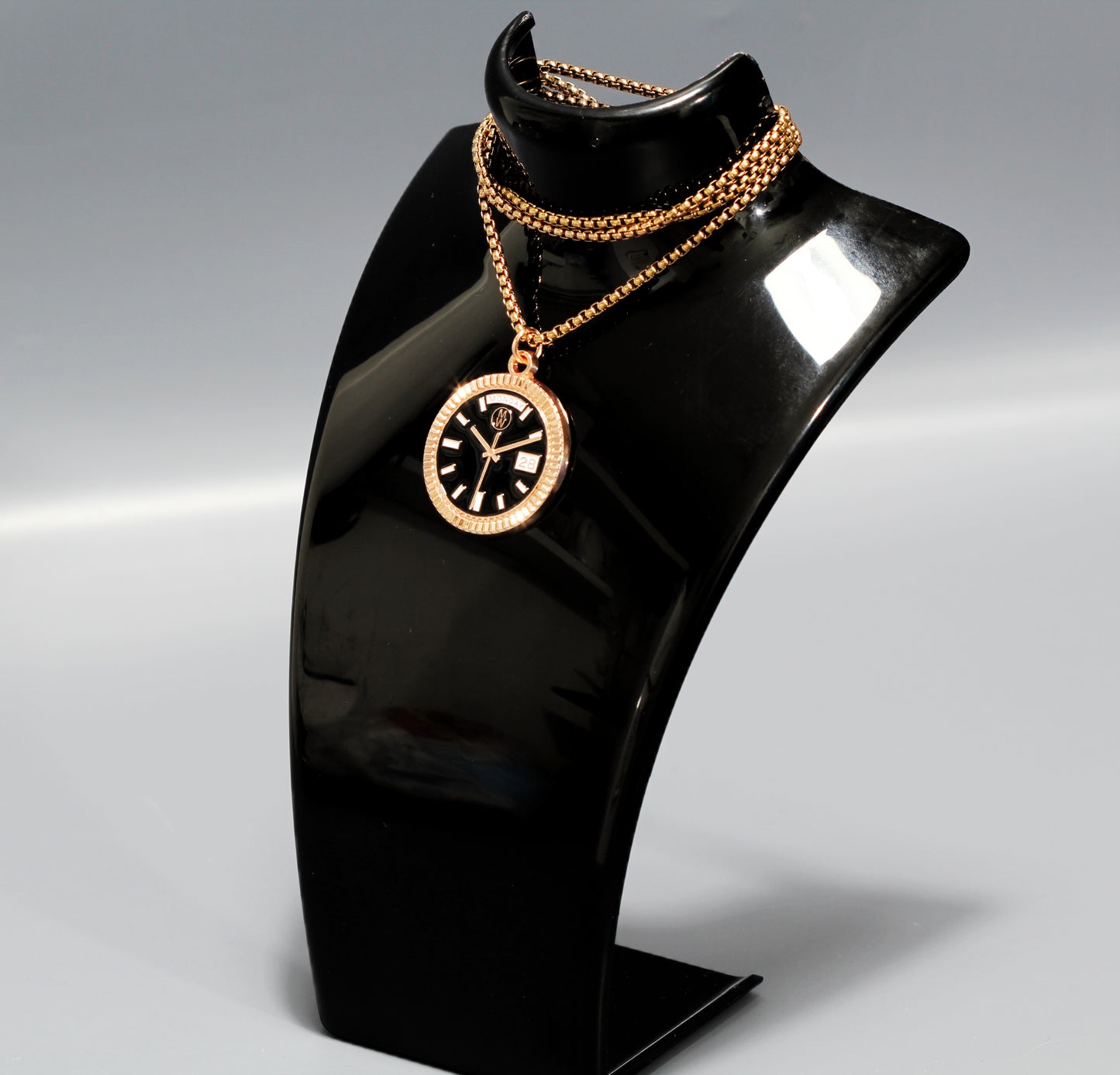 New Collection! Watchmedals PRESIDENTIAL Series Medal Necklace - Rose Gold & Black